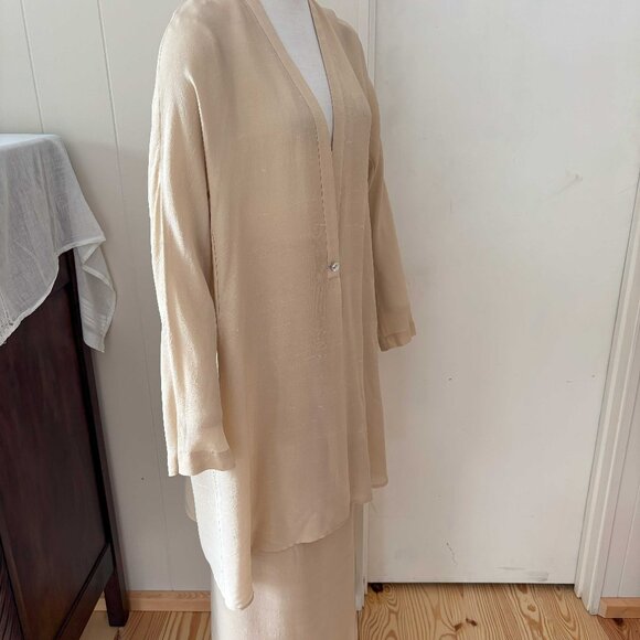 Vintage Sara Sturgeon Jacket & Skirt - Cream Silk - Size Medium - Picture 10 of 16